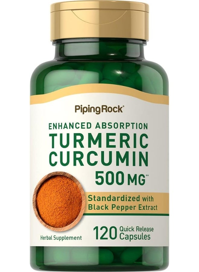 naturulse Piping Rock Standardised Turmeric Curcumin Complex 500 Mg 120 Quick Release Capsules Herbal Supplement - Image 1